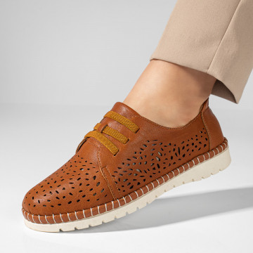 Pantofi casual dama cu siret elastic si talpa joasa maro MOD11476, 1, modlet.ro