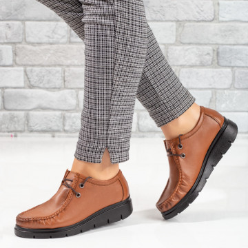 Pantofi casual dama cu siret maro din Piele naturala MOD03669, 3, modlet.ro