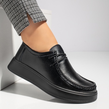 Pantofi casual dama cu siret negri din Piele naturala MOD12284, 4, modlet.ro