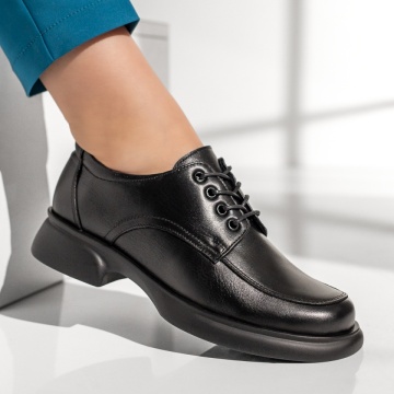 Pantofi casual dama cu siret negri din Piele naturala MOD13136, 4, modlet.ro
