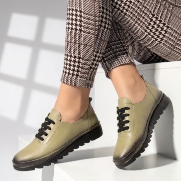 CUPON, Pantofi casual dama cu siret verzi din Piele naturala MOD10351, modlet.ro