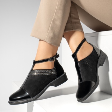 Pantofi casual dama cu strasuri si varf lucios negru suede MOD10983, 2, modlet.ro