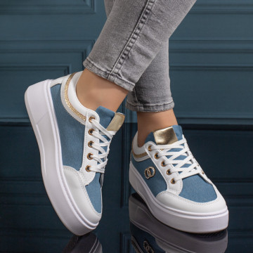 Pantofi casual dama cu talpa groasa albastri MOD11121, 4, modlet.ro