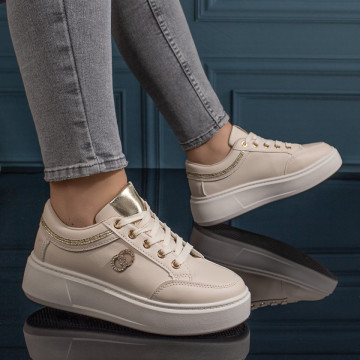 Pantofi casual dama cu talpa groasa bej MOD11121, 2, modlet.ro