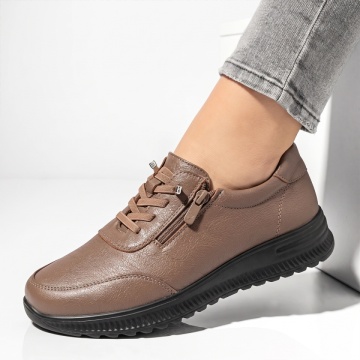 Pantofi casual dama cu talpa groasa khaki IOANA3, 2, modlet.ro