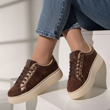 Pantofi casual dama cu talpa groasa maro suede NORA2, 3, modlet.ro