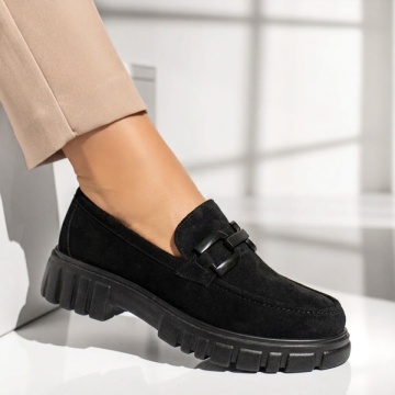 Pantofi casual dama cu talpa groasa negru suede DORA47, 3, modlet.ro