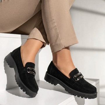 Pantofi casual dama cu talpa groasa negru suede LILI15, 3, modlet.ro