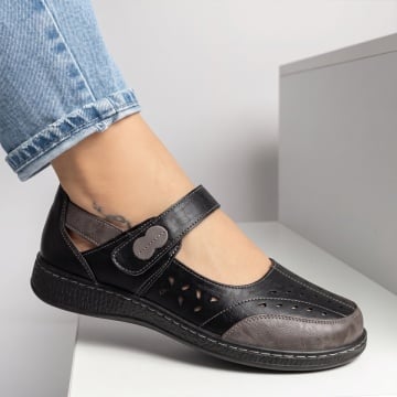 Pantofi dama, Pantofi casual dama cu talpa joasa negri EVA95, modlet.ro
