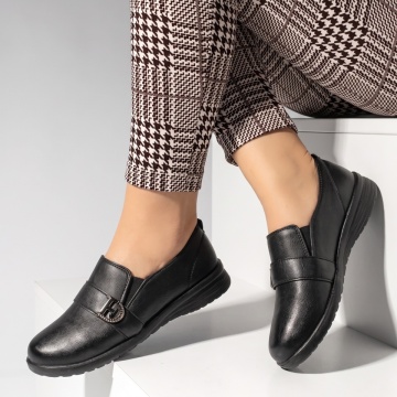 Pantofi casual dama negri cu accesoriu si elastic DORA22