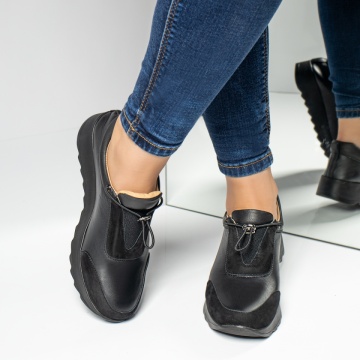 Pantofi casual dama negri suede din Piele naturala MOD03626, 2, modlet.ro