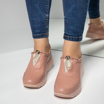 Pantofi casual dama roz din Piele naturala MOD03626, 4, modlet.ro