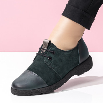 Pantofi casual dama verzi suede din Piele naturala MOD08305, 3, modlet.ro