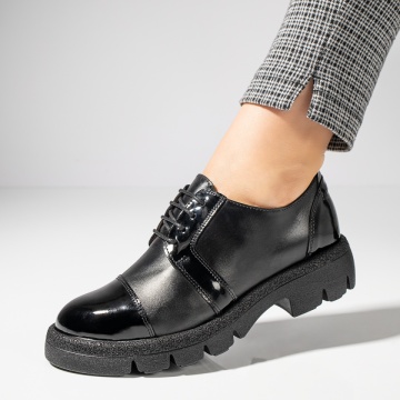 Pantofi casual negri cu siret din Piele naturala MOD11887, 3, modlet.ro