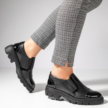 Pantofi casual negri din Piele naturala cu elastic MOD11887, 2, modlet.ro