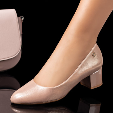 Pantofi cu toc dama auriu inchis MOD06553, 3, modlet.ro