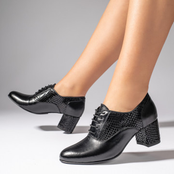 Pantofi cu toc dama negri din Piele naturala MOD11009, 2, modlet.ro