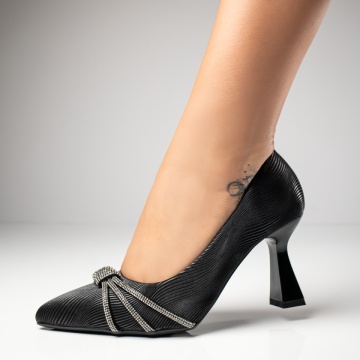 Pantofi cu toc gros negri dama MOD11736, 3, modlet.ro