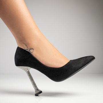 Pantofi cu toc subtire dama negri MOD11733, 1, modlet.ro