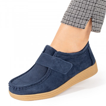 Pantofi dama casual albastri suede din Piele naturala MOD03852, 2, modlet.ro