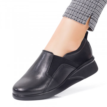Pantofi dama casual cu platforma negri din Piele naturala MOD08292, 4, modlet.ro