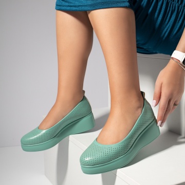Pantofi dama casual cu platforma si perforatii verzi MOD11655, 3, modlet.ro