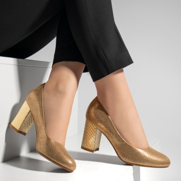 Pantofi dama cu toc auriu inchis MOD02830, 4, modlet.ro