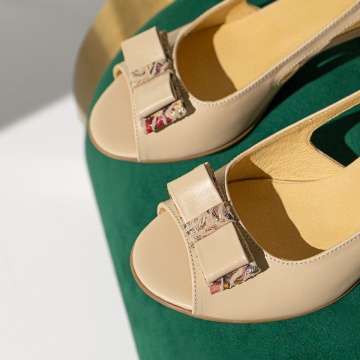 Pantofi dama cu toc gros multicolor bej deschis din Piele naturala ZEF13599, 2, zeforia.ro