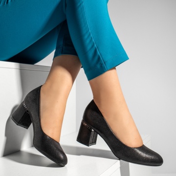 Pantofi dama cu toc gros negri MOD05773, 2, modlet.ro