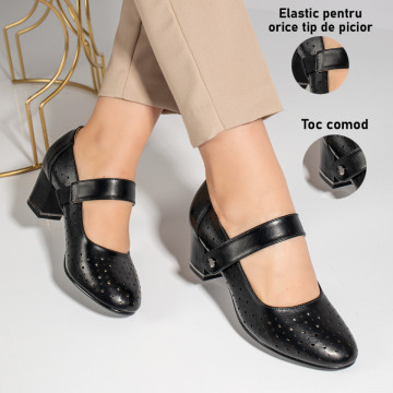 Pantofi dama cu toc gros si inchidere cu scai negri MOD11467, 3, modlet.ro