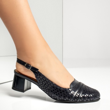 Pantofi dama cu toc gros si print albastri din Piele naturala MOD13654, 3, modlet.ro