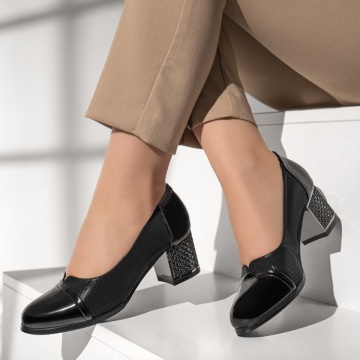 Pantofi dama cu toc gros si varf lucios negri MOD01768, 2, modlet.ro