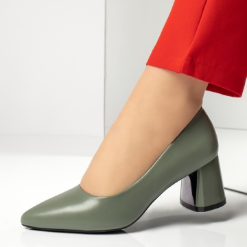 Pantofi dama cu toc gros verzi MOD13376, 2, modlet.ro