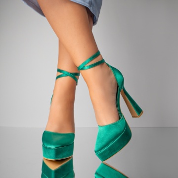 Pantofi dama cu toc inalt si platforma verzi MOD07810, 4, modlet.ro