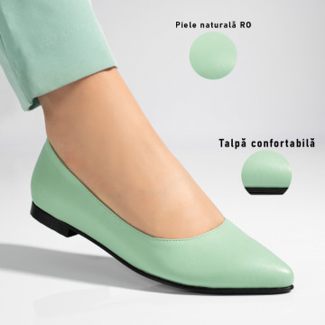 Pantofi dama cu toc mic verde deschis din Piele naturala MOD06141, 3, modlet.ro