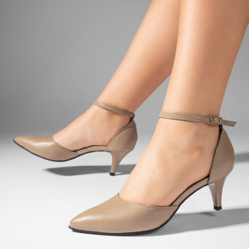 Pantofi dama cu toc si bareta gri din Piele naturala MOD11064, 4, modlet.ro