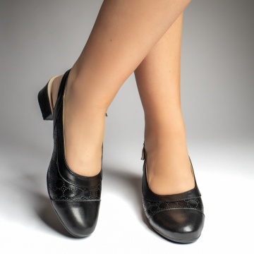 Pantofi dama cu toc si bareta negri din Piele naturala MOD13427, 4, modlet.ro