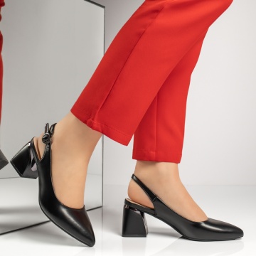 Pantofi dama cu toc si bareta negri IRIS35, 3, modlet.ro