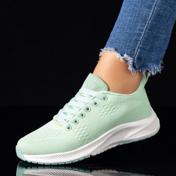 Pantofi dama sport din materil textil cu siret verzi MOD01774, 1, modlet.ro