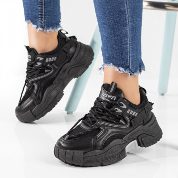 Pantofi dama sport negri cu talpa groasa MOD09620, 3, modlet.ro