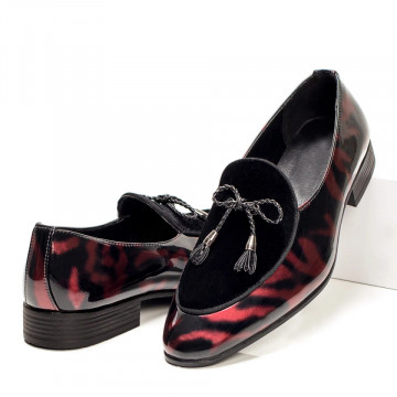 Pantofi eleganti barbati cu aspect lucios rosii MOD05397, 3, modlet.ro
