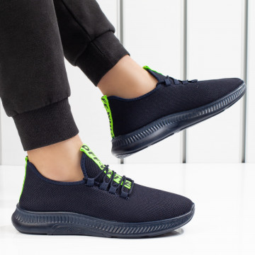 Pantofi sport barbati albastri cu verde MOD05083, 2, modlet.ro
