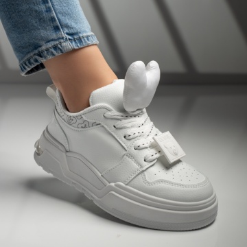 Pantofi sport dama albi cu accesoriu MOD11869, 1, modlet.ro