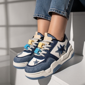 Pantofi sport dama cu accesorii decorative albi cu denim MOD11764, 1, modlet.ro