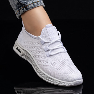 Pantofi sport dama cu siret albi MOD08060, 3, modlet.ro