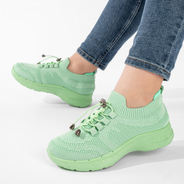 Pantofi sport dama cu siret elastic verzi MOD11170, 2, modlet.ro