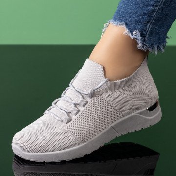 Pantofi sport dama cu siret gri MOD08521, 4, modlet.ro