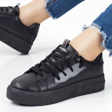 Pantofi sport dama cu siret negri MOD07946, 1, modlet.ro