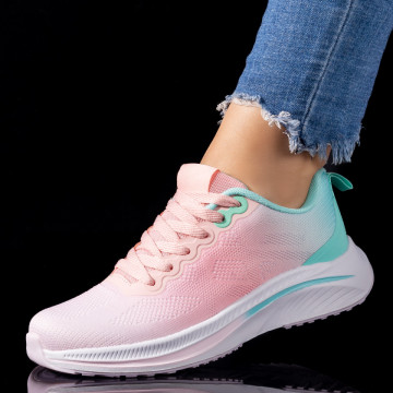 Pantofi sport dama cu siret roz cu verde MOD09502, 2, modlet.ro