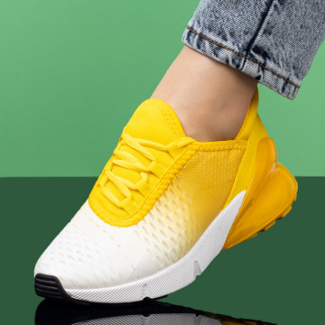 Pantofi sport dama galbeni cu alb MOD08294, 4, modlet.ro